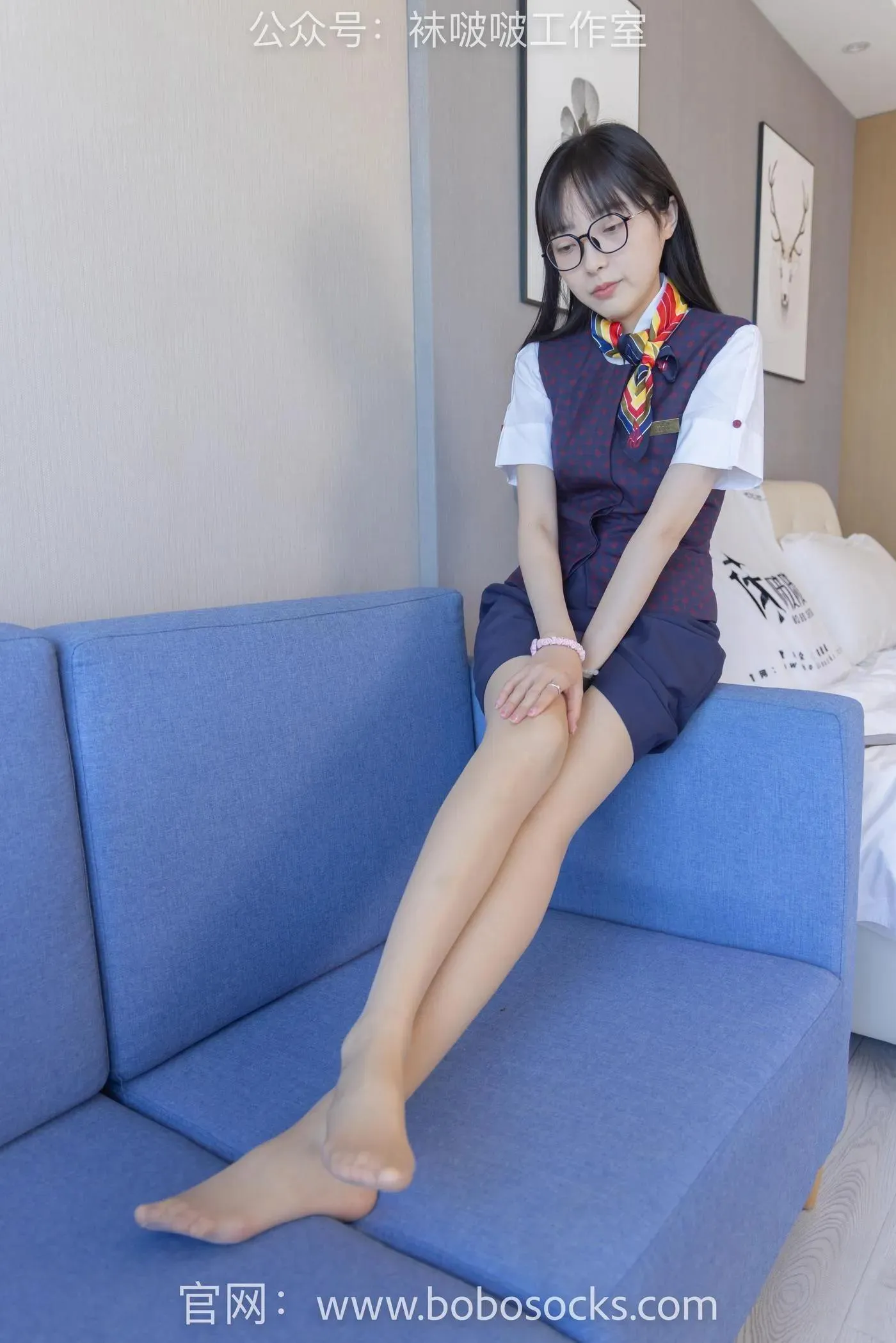 [BoBoSocks袜啵啵]NO.115 稚予-平底鞋、肉丝、空姐制服 [136P]插图9